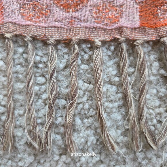 NWOT 100% Wool Jacquard Scarf Coral/Soft Orange - Picture 8 of 14